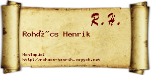 Rohács Henrik névjegykártya